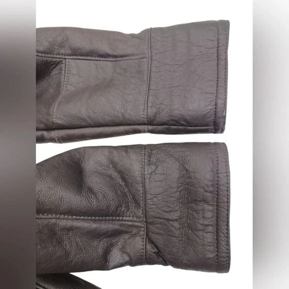 Zaklady Futrzarskie Vintage  Gray Leather Sherpa Lined Coat Size 52 - Picture 11 of 14